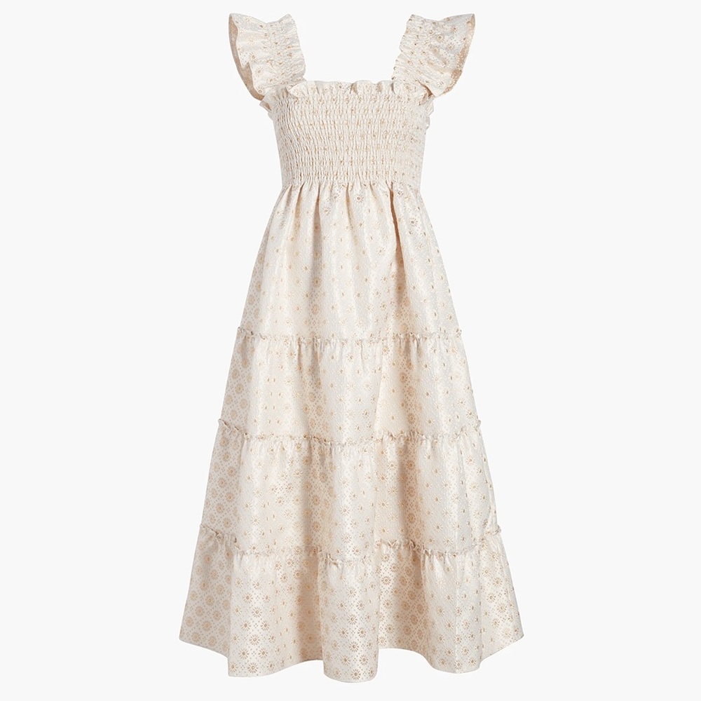 Hill House Home nap dress in gold jacquard size S